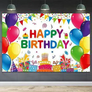 Happy Birthday Backdrop Banner Colorful Birthday Decorations Large Yard Sign for Women Men Girls Boys Indoor Outdoor Supplies 6x3.6ft Happy Birthday Backdrop Banner Colorful Birthday Decorations Large Yard Sign for Women Men Girls Boys Indoor Outdoor Supplies 6x3.6ft