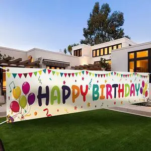 Large Colorful Happy Birthday Yard Banner Sign 118x19.7 inch with Brass Grommets and Hanging Rope Birthday Party Outdoor & Indoor Party Decoration Banner Large Colorful Happy Birthday Yard Banner Sign 118x19.7 inch with Brass Grommets and Hanging Rope Birthday Party Outdoor & Indoor Party Decoration Banner