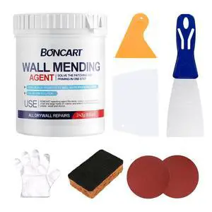 8.6Oz Drywall Patch Repair Kit Professional All-in-1 Tool Set | Includes Scrapers, Putty Knife, Texture Sponge, Sandpaper, And Gloves. Fast Wall Hole Repair 8.6Oz Drywall Patch Repair Kit Professional All-in-1 Tool Set | Includes Scrapers, Putty Knife, Texture Sponge, Sandpaper, And Gloves. Fast Wall Hole Repair