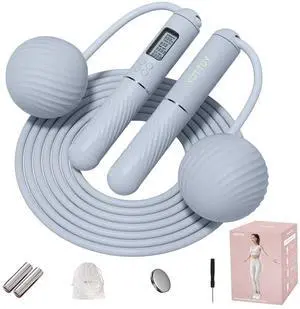 Cordless Jump Rope with Counter - Ropeless Jump Rope 2 In 1 with Large Cordless Ball-Weighted for Women with LCD Display (Blue) Cordless Jump Rope with Counter - Ropeless Jump Rope 2 In 1 with Large Cordless Ball-Weighted for Women with LCD Display (Blue)