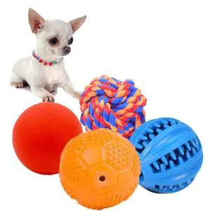 Puppy Balls - Pack with Different Functions & Teething Toys for Small Dogs, Squeaky Dog Balls, Rubber Chew Toys for Enrichment Puppy Balls - Pack with Different Functions & Teething Toys for Small Dogs, Squeaky Dog Balls, Rubber Chew Toys for Enrichment