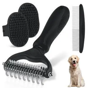 DoubleSided Undercoat Rake, Deshedding Dematting Tools for Dogs and Cats | Black 4PCS Doublesided Grooming Rake,ExtraWide Deshedder Metal Comb For Long & Short Haired Dogs Cats DoubleSided Undercoat Rake, Deshedding Dematting Tools for Dogs and Cats | Black 4PCS Doublesided Grooming Rake,ExtraWide Deshedder Metal Comb For Long & Short Haired Dogs Cats