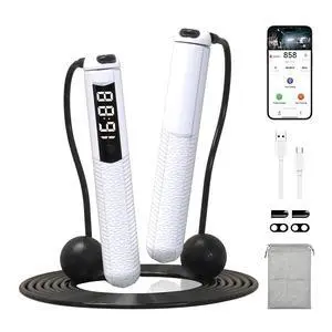 Cordless Gravity Jump Rope, Smart Jump Rope with Counter for Gym, Fat Burning & Calorie Burn, APP Data Analysis, Home Workout Equipment for Women Men (White) Cordless Gravity Jump Rope, Smart Jump Rope with Counter for Gym, Fat Burning & Calorie Burn, APP Data Analysis, Home Workout Equipment for Women Men (White)