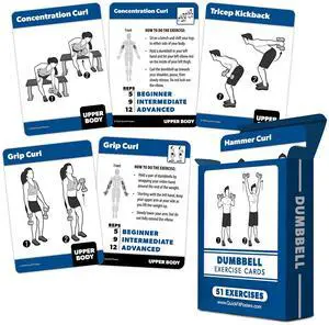 QUICKFIT Dumbbell Exercise Cards - Fitness Playing Cards with Over 50 Dumbbell Workouts - 2.5" x 3.5" (Standard Playing Card Size) QUICKFIT Dumbbell Exercise Cards - Fitness Playing Cards with Over 50 Dumbbell Workouts - 2.5" x 3.5" (Standard Playing Card Size)