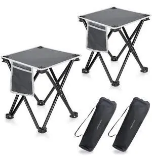 Triple Tree 2 Pack Folding Camping Stool, 13.8 Inch Small Portable Lightweight Stool with Side Pocket, Foot Stool with Carry Bag for Hiking, Fishing and Beach, Hold up to 400lbs, Grey Triple Tree 2 Pack Folding Camping Stool, 13.8 Inch Small Portable Lightweight Stool with Side Pocket, Foot Stool with Carry Bag for Hiking, Fishing and Beach, Hold up to 400lbs, Grey