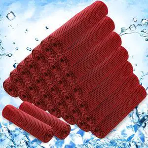 30 Pack Cooling Towels 40"x12", Red | Breathable Sweat Rags, Cool Neck Towel, Soft Microfiber Towels for Hot Weather, Long Lasting, Reusable, Sports and Outdoors 30 Pack Cooling Towels 40"x12", Red | Breathable Sweat Rags, Cool Neck Towel, Soft Microfiber Towels for Hot Weather, Long Lasting, Reusable, Sports and Outdoors
