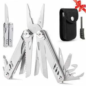 21-in-1 Multitool Pliers with Pocket Knife, Saws, Scissors & Clip | Stainless Steel, Self-Locking, Spring-Loaded, Wire Cutters, Screwdriver, Fire Starter, Sheath|Camping, Survival, Gift for Men 21-in-1 Multitool Pliers with Pocket Knife, Saws, Scissors & Clip | Stainless Steel, Self-Locking, Spring-Loaded, Wire Cutters, Screwdriver, Fire Starter, Sheath|Camping, Survival, Gift for Men