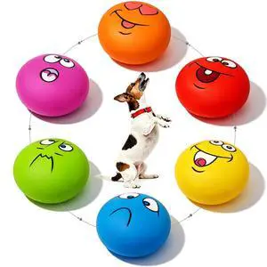 Latex Squeaky Dog Toys for Small Dogs, Mini Breed, 2.2" Flat Ball | 2.2"x2.2"x1.3" Flat Squeaky Balls 6pcs, Soft Small Dog Toys Chewing Squeak Toy, Smile Face Fetch Puppy Pet Toy with Squeaker Latex Squeaky Dog Toys for Small Dogs, Mini Breed, 2.2" Flat Ball | 2.2"x2.2"x1.3" Flat Squeaky Balls 6pcs, Soft Small Dog Toys Chewing Squeak Toy, Smile Face Fetch Puppy Pet Toy with Squeaker