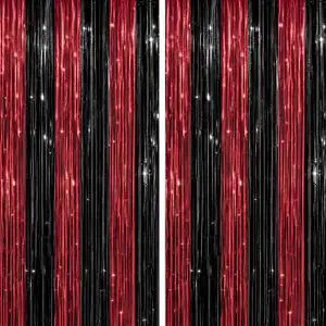 2 Pack Foil Fringe Backdrop - Red&Black Shiny Tinsel Curtains for Party Decoration/Photo Booth Props - 3.3x6.6 FT Metallic Foil Backdrop for Birthday, Wedding, Graduation, Christmas. 2 Pack Foil Fringe Backdrop - Red&Black Shiny Tinsel Curtains for Party Decoration/Photo Booth Props - 3.3x6.6 FT Metallic Foil Backdrop for Birthday, Wedding, Graduation, Christmas.