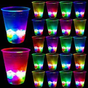 40 Pcs Glowing Party Cups, 16oz Plastic Light Up Cups with Flashing Color LED Lights for House Parties Birthdays Concerts Weddings BBQ Beach DJ Holidays 40 Pcs Glowing Party Cups, 16oz Plastic Light Up Cups with Flashing Color LED Lights for House Parties Birthdays Concerts Weddings BBQ Beach DJ Holidays