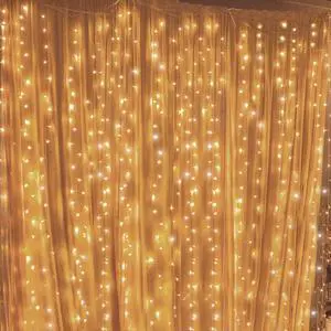 300 LED Curtain String Lights, Warm White | 8 Modes, Plug In, For Bedroom Wedding Party Birthday, Indoor Outdoor Wall Window Backdrop 300 LED Curtain String Lights, Warm White | 8 Modes, Plug In, For Bedroom Wedding Party Birthday, Indoor Outdoor Wall Window Backdrop