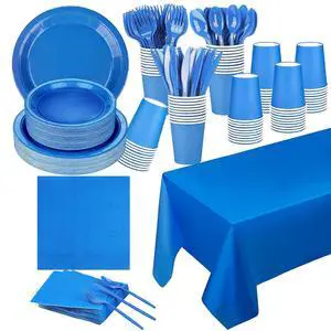 229PCS Blue Party Supplies Set Disposable Paper Plates Cups | Plastic Spoons Forks Knives Light Blue Napkins for 30 Guests Disposable Party Dinnerware Sets for Wedding Birthday Parties 229PCS Blue Party Supplies Set Disposable Paper Plates Cups | Plastic Spoons Forks Knives Light Blue Napkins for 30 Guests Disposable Party Dinnerware Sets for Wedding Birthday Parties