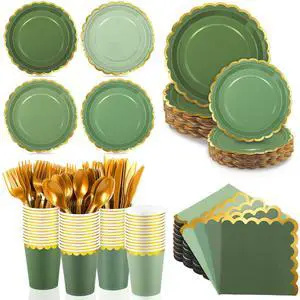 140PCS Sage Green Disposable Dinnerware Set Serves 20 Guests | Includes Scalloped Plates Napkins Cup & Cutlery Tableware for Birthday, Wedding, Baby Shower & Picnic Party Supplies 140PCS Sage Green Disposable Dinnerware Set Serves 20 Guests | Includes Scalloped Plates Napkins Cup & Cutlery Tableware for Birthday, Wedding, Baby Shower & Picnic Party Supplies