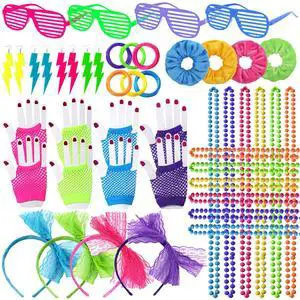 80s 90s Party Favors Birthday Supplies, Hip Hop Theme Gift Neon Earrings Glasses Gloves Necklace Slap Bracelet Neon Hair Scrunchies 80s 90s Party Decorations 80s 90s Party Favors Birthday Supplies, Hip Hop Theme Gift Neon Earrings Glasses Gloves Necklace Slap Bracelet Neon Hair Scrunchies 80s 90s Party Decorations