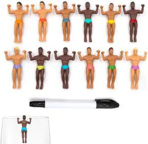 NPW Reusable Wine Glass and Drink Markers - Classics Style | Muscular Fun Party Pack | Party Favors | 12 Count, Assorted Toy Figures NPW Reusable Wine Glass and Drink Markers - Classics Style | Muscular Fun Party Pack | Party Favors | 12 Count, Assorted Toy Figures
