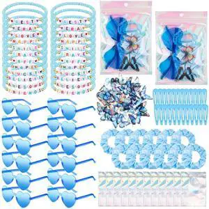 134 Pcs Kpop Disco Party Favors, Friendship Gift Set, Heart, Blue | Bracelets, Heart Sunglasses, Scrunchies, Clips, Stickers, Gift Bags, Party Favor Accessories for Birthdays and Y2k Fans 134 Pcs Kpop Disco Party Favors, Friendship Gift Set, Heart, Blue | Bracelets, Heart Sunglasses, Scrunchies, Clips, Stickers, Gift Bags, Party Favor Accessories for Birthdays and Y2k Fans