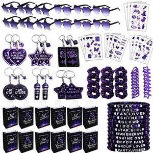12 Sets Kpop Party Favors with Gift Bags | Includes Keychains, Party Glasses, Wrist Accessories, Hair Clips and Scrunchies for Kpop Birthday Decorations 12 Sets Kpop Party Favors with Gift Bags | Includes Keychains, Party Glasses, Wrist Accessories, Hair Clips and Scrunchies for Kpop Birthday Decorations