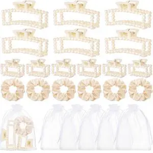 24Pcs Pearl Hair Claw Clips Scrunchie Set, Bridesmaid Proposal Gift | Pearl Square Hair Accessories for Women Girls, Thin or Thick, Bachelorette Party, Bridal Shower Favors, Wedding Gift 24Pcs Pearl Hair Claw Clips Scrunchie Set, Bridesmaid Proposal Gift | Pearl Square Hair Accessories for Women Girls, Thin or Thick, Bachelorette Party, Bridal Shower Favors, Wedding Gift