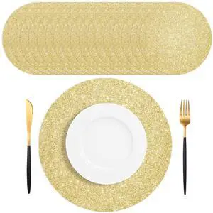 50 PCS Light Gold Placemats Disposable, Light Gold Paper Placemats, 13.5" Round Shiny Golden Place Mats, for Birthday Summer Wedding Anniversary Bride Party Home Dining Tableware 50 PCS Light Gold Placemats Disposable, Light Gold Paper Placemats, 13.5" Round Shiny Golden Place Mats, for Birthday Summer Wedding Anniversary Bride Party Home Dining Tableware