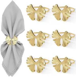 Fall Napkin Rings, Ginkgo Leaf Bow, Gold, Set of 6 | Holiday Party, Dinner Wedding Banquet, Dining Table Settings Fall Napkin Rings, Ginkgo Leaf Bow, Gold, Set of 6 | Holiday Party, Dinner Wedding Banquet, Dining Table Settings