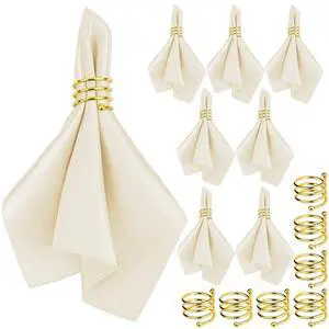Satin Cloth Napkins and Napkin Rings Set of 8, Smooth Fabric Table Napkins and Napkin Holder for Wedding, Birthday Dinner Party, Family Gatherings, Table Decor (Ivory, 17 x 17 Inches) Satin Cloth Napkins and Napkin Rings Set of 8, Smooth Fabric Table Napkins and Napkin Holder for Wedding, Birthday Dinner Party, Family Gatherings, Table Decor (Ivory, 17 x 17 Inches)