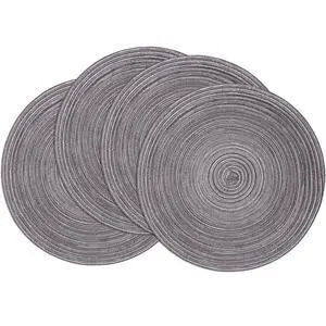Round Placemats Set of 4 Round Braided Placemats 15 inch Cotton Polyester Woven Table Placemats for Dining Table Holiday Party (Black Gray, 4) Round Placemats Set of 4 Round Braided Placemats 15 inch Cotton Polyester Woven Table Placemats for Dining Table Holiday Party (Black Gray, 4)