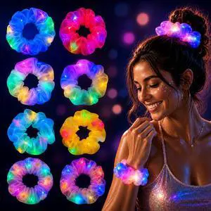 8 PCS Dreamy Light Up Scrunchies, 3 Glow Modes LED Hair Accessories | Colorful Dreamy Design, 8H Glow, 3 Light Modes LED Scrunchies for Parties, Concerts, Festivals and Night Events 8 PCS Dreamy Light Up Scrunchies, 3 Glow Modes LED Hair Accessories | Colorful Dreamy Design, 8H Glow, 3 Light Modes LED Scrunchies for Parties, Concerts, Festivals and Night Events