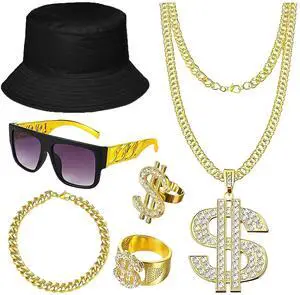80s 90s Hip Hop Costume Kit Rapper Accessories Outfit Old School Rapper DJ Halloween Themed Party Outfits for Men Women 80s 90s Hip Hop Costume Kit Rapper Accessories Outfit Old School Rapper DJ Halloween Themed Party Outfits for Men Women