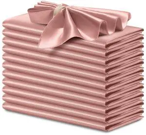 12 Pcs Rose Gold Satin Napkins 17 x 17 Inch, Satin Cloth Napkins | Square Silky Smooth Wedding Dinner Napkins Table Napkins for Banquet Party Restaurant Decor, Thanksgiving, Christmas 12 Pcs Rose Gold Satin Napkins 17 x 17 Inch, Satin Cloth Napkins | Square Silky Smooth Wedding Dinner Napkins Table Napkins for Banquet Party Restaurant Decor, Thanksgiving, Christmas
