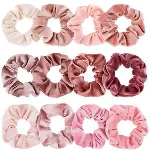 12Pcs Blush Theme Scrunchies Velvet Elastics for Women Pink Bobbles Soft Lovers Scrunchy Classic Thick Hair Bands Ties Gifts for Teenage Girls 12Pcs Blush Theme Scrunchies Velvet Elastics for Women Pink Bobbles Soft Lovers Scrunchy Classic Thick Hair Bands Ties Gifts for Teenage Girls