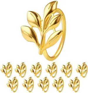 Leaf Napkin Ring Holder Set of 12 Gold Metal | Dining Table Decor, Wedding Party Dinner Banquet Leaf Napkin Ring Holder Set of 12 Gold Metal | Dining Table Decor, Wedding Party Dinner Banquet