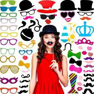 60 Pcs Photo Booth Props, Mustache Glasses Hats Lips(Classic) | Funny Selfie Accessories for Birthday Wedding Prom Halloween, DIY Photobooth Kit with Bowties Crown Pipe Decorations 60 Pcs Photo Booth Props, Mustache Glasses Hats Lips(Classic) | Funny Selfie Accessories for Birthday Wedding Prom Halloween, DIY Photobooth Kit with Bowties Crown Pipe Decorations