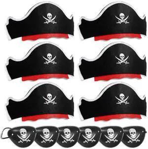 12 Pcs Pirate Hats with Eye Patches, Kids Party Costume Accessories | Includes 6 Pirate Hats and 6 Eye Patches, Party Favors & Decorations for Birthday Halloween Themed Party Dress Up Play 12 Pcs Pirate Hats with Eye Patches, Kids Party Costume Accessories | Includes 6 Pirate Hats and 6 Eye Patches, Party Favors & Decorations for Birthday Halloween Themed Party Dress Up Play