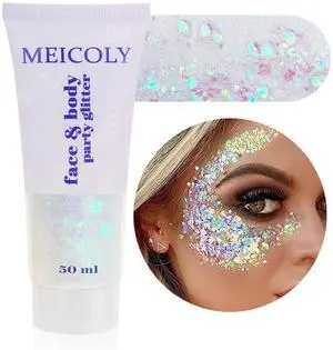 Clear White Face Body Glitter,Mardi Gras Face Glitter Makeup for Kids Women,Face Glitter for Running Half Marathon,Sparkly Mermaid Hair Glitter,Singer Concert Festival Rave Accessories Clear White Face Body Glitter,Mardi Gras Face Glitter Makeup for Kids Women,Face Glitter for Running Half Marathon,Sparkly Mermaid Hair Glitter,Singer Concert Festival Rave Accessories
