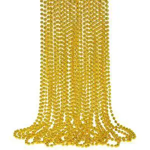 12 PCS Gold Bead Necklace, Mardi Gras Beads Christmas Necklaces 33" Metallic Beaded Costume Party Necklaces for Parade Throws, Wedding, Birthday, Pirate Party Favors 12 PCS Gold Bead Necklace, Mardi Gras Beads Christmas Necklaces 33" Metallic Beaded Costume Party Necklaces for Parade Throws, Wedding, Birthday, Pirate Party Favors