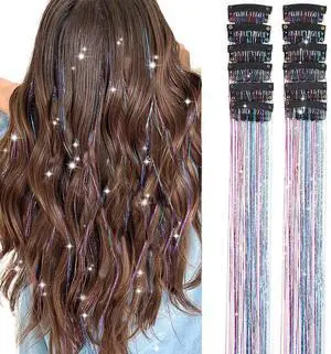 Hair Tinsel Pack of 12 Pcs Colorful Glitter Hair Accessories 20 Inch Clip in Hair Tinsel Extensions Fairy Hair Accessories Party Kit for Women Girls 12Pcs,Colorful# Hair Tinsel Pack of 12 Pcs Colorful Glitter Hair Accessories 20 Inch Clip in Hair Tinsel Extensions Fairy Hair Accessories Party Kit for Women Girls 12Pcs,Colorful#