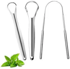 3 Pack Tongue Scraper for Adults, Stainless Steel Tongue Cleaners | Reduce Bad Breath and Fresh Breath(Silver) 3 Pack Tongue Scraper for Adults, Stainless Steel Tongue Cleaners | Reduce Bad Breath and Fresh Breath(Silver)