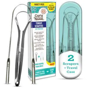 Spoon & U-Shaped Tongue Scraper Variety Pack (2 Pack) with Travel Case, 420 Medical Grade Stainless Steel, Promotes Fresh Breath & Oral Care Spoon & U-Shaped Tongue Scraper Variety Pack (2 Pack) with Travel Case, 420 Medical Grade Stainless Steel, Promotes Fresh Breath & Oral Care
