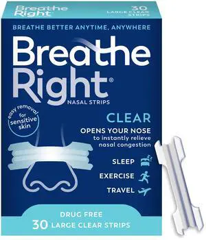 Nasal Strips, Large, Snoring, Nasal Congestion, Clear, 30 ct | Opens nose and increases nasal airflow, helps reduce snoring caused by nasal congestion, drug-free, for use anytime, anywhere Nasal Strips, Large, Snoring, Nasal Congestion, Clear, 30 ct | Opens nose and increases nasal airflow, helps reduce snoring caused by nasal congestion, drug-free, for use anytime, anywhere