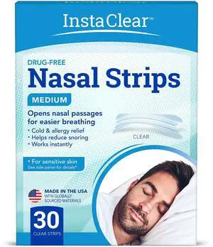 Nasal Breathing Strips, Clear Medium 30 ct | Works Instantly, Nasal Congestion Relief, Stops Snoring, Cold & Allergy Nasal Breathing Strips, Clear Medium 30 ct | Works Instantly, Nasal Congestion Relief, Stops Snoring, Cold & Allergy