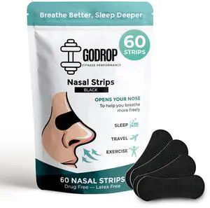 Nasal Strips (60 Count) for Better Breathing, Oil & Sweat Extra Strength Adhesive, Drug-Free Nasal Congestion Relief, Anti-Snore Nose Strips for Sleep, Instant Snoring Relief Solution Nasal Strips (60 Count) for Better Breathing, Oil & Sweat Extra Strength Adhesive, Drug-Free Nasal Congestion Relief, Anti-Snore Nose Strips for Sleep, Instant Snoring Relief Solution