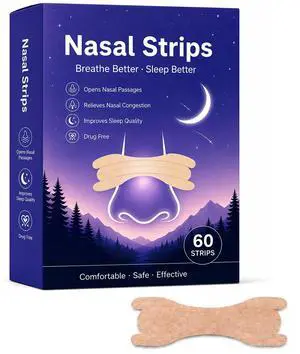 Extra Strength Nasal Strips for Snoring and Nasal Congestion Relief 60PCS | Drug-Free Breath Better Nose Strips with Strong Adhesive,50% Stronger Lift,Clear Comfortable Design for Sensitive Skin Extra Strength Nasal Strips for Snoring and Nasal Congestion Relief 60PCS | Drug-Free Breath Better Nose Strips with Strong Adhesive,50% Stronger Lift,Clear Comfortable Design for Sensitive Skin