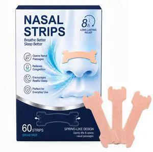 60PCS Extra Strength Nose Strips for Breathing Nasal Strips for Snoring | Extra Strength, Sensitive Skin Suitable, Nasal Opening, Breath Support for Daily Use, Sleep, Sports, Allergies & Cold 60PCS Extra Strength Nose Strips for Breathing Nasal Strips for Snoring | Extra Strength, Sensitive Skin Suitable, Nasal Opening, Breath Support for Daily Use, Sleep, Sports, Allergies & Cold