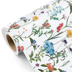 Floral Wrapping Paper Roll - Mini Roll - 17 Inch x 9.8 Feet - Wildflower Wrapping Paper Perfect for Girls Women Birthday, Wedding, Bridal Shower Floral Wrapping Paper Roll - Mini Roll - 17 Inch x 9.8 Feet - Wildflower Wrapping Paper Perfect for Girls Women Birthday, Wedding, Bridal Shower