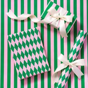 Reversible Wrapping Paper Roll, Mini Roll, Green & Light Pink Stripes and Diamond Pattern, Holiday Gift Wrap for Christmas, Birthday, Valentine's Day, Merry Market Gifts, 17 Inches x 16.4 Feet Reversible Wrapping Paper Roll, Mini Roll, Green & Light Pink Stripes and Diamond Pattern, Holiday Gift Wrap for Christmas, Birthday, Valentine's Day, Merry Market Gifts, 17 Inches x 16.4 Feet