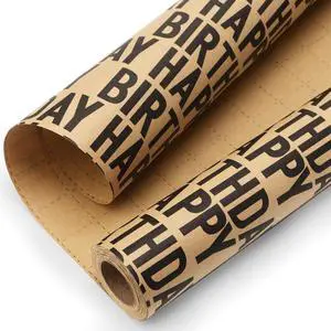 Birthday Kraft Wrapping Paper Vintage Style Paper Perfect for Men Women Brown Kraft Paper with Black Pattern- 17Inch x 394Inch(33Feet) Birthday Kraft Wrapping Paper Vintage Style Paper Perfect for Men Women Brown Kraft Paper with Black Pattern- 17Inch x 394Inch(33Feet)