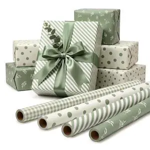4 Rolls Sage Green Wrapping Paper- 17 x 120 in Wedding Gift Wrap Paper | Stripe Polka Dot Check Beige Leaves Design for Birthday Baby Shower Wedding Bridal Shower Christmas 4 Rolls Sage Green Wrapping Paper- 17 x 120 in Wedding Gift Wrap Paper | Stripe Polka Dot Check Beige Leaves Design for Birthday Baby Shower Wedding Bridal Shower Christmas