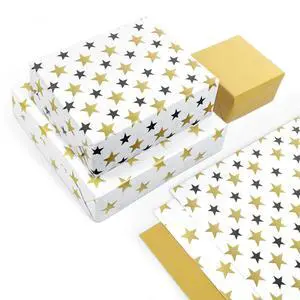 Gift Wrapping Paper 12 Sheets, Folded Flat Gift Wrap Paper for Presents, Kids, Boy and Girl, 20 x 29 Per Sheet - Gold Black Stars Gift Wrapping Paper 12 Sheets, Folded Flat Gift Wrap Paper for Presents, Kids, Boy and Girl, 20 x 29 Per Sheet - Gold Black Stars