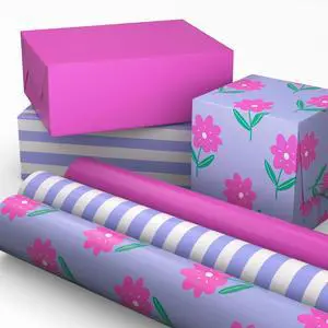Image Arts Birthday Wrapping Paper Mini Rolls, 3-Pack, 27 Sq. Ft. | Mini Rolls in Pink Flowers on Purple, Lavender and White Stripes, Recyclable, Easter, easy storage Image Arts Birthday Wrapping Paper Mini Rolls, 3-Pack, 27 Sq. Ft. | Mini Rolls in Pink Flowers on Purple, Lavender and White Stripes, Recyclable, Easter, easy storage