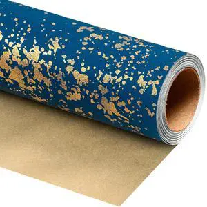 Navy Blue Wrapping Paper Roll, Reversible Gold gift Wrap with 3D Snowflake for Mens Boys Birthday Gift Wrap Graduation Fathers Day Anniversary Engagement 17 Inch x 16.5 Feet Navy Blue Wrapping Paper Roll, Reversible Gold gift Wrap with 3D Snowflake for Mens Boys Birthday Gift Wrap Graduation Fathers Day Anniversary Engagement 17 Inch x 16.5 Feet